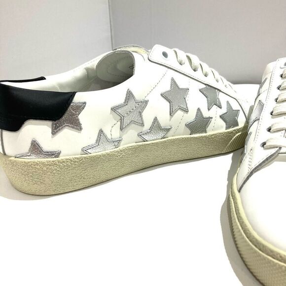 Saint Laurent Womans Silver Star Sneaker Size 38.5 / US 8.5 - Picture 2 of 14